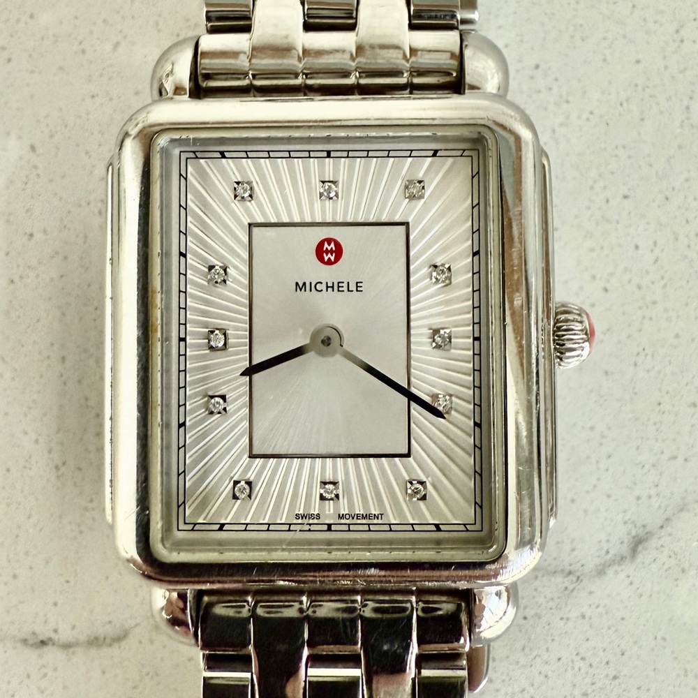 Michele Deco II Diamond Mother Of Pearl Dial Bracelet Watch